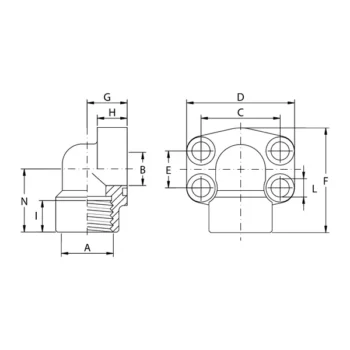 Flange a 90° Filettate Gas Oleo Tecnica
