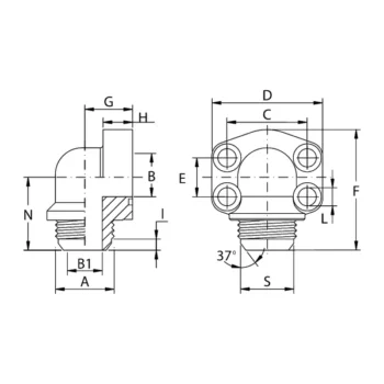 Flange a 90° Filettate JIC Oleo Tecnica