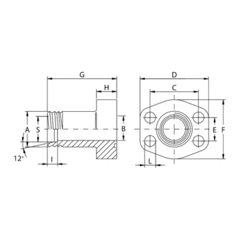 Flange Filettate Metriche con Attacco DIN 3901-3902 Oleo Tecnica